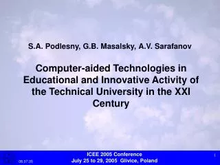 S.A. Podlesny, G.B. Masalsky, A.V. Sarafanov