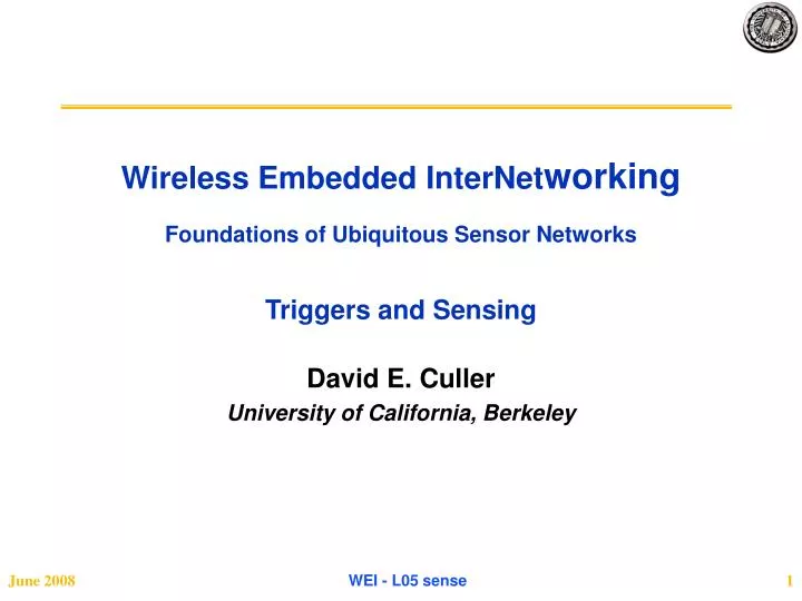 wireless embedded internet working foundations of ubiquitous sensor networks triggers and sensing