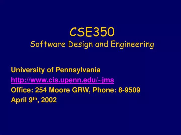 cse350 software design and engineering