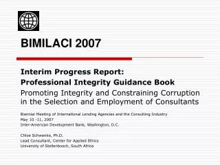Interim Progress Report: Professional Integrity Guidance Book