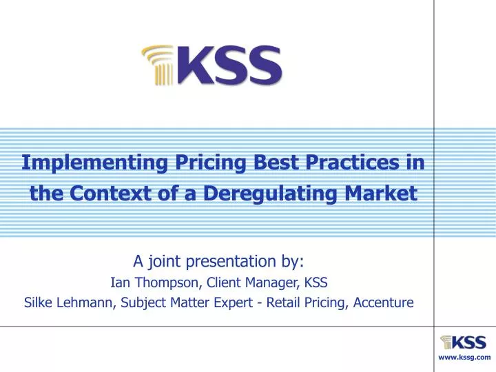 implementing pricing best practices in the context of a deregulating market