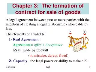 Chapter 3: The formation of contract for sale of goods