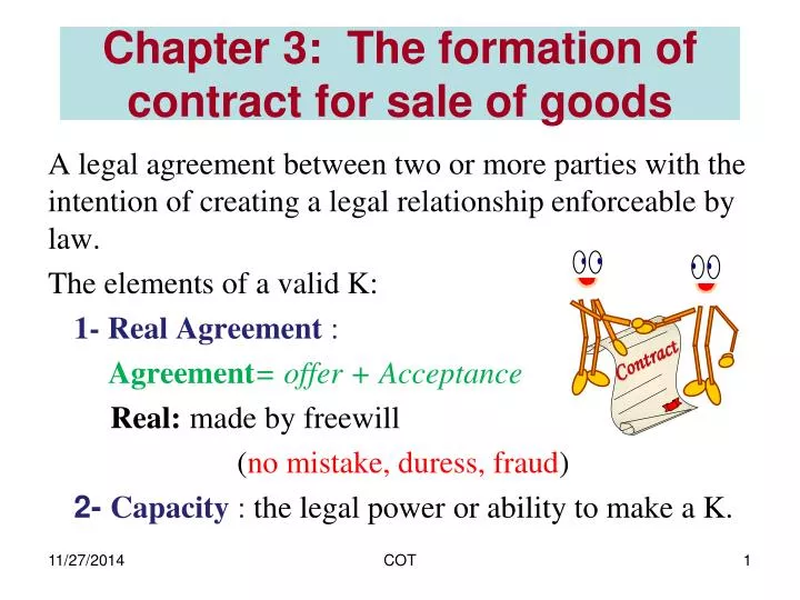 chapter 3 the formation of contract for sale of goods