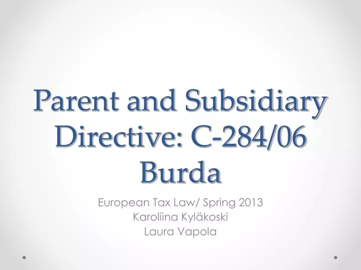 parent and subsidiary directive c 284 06 burda