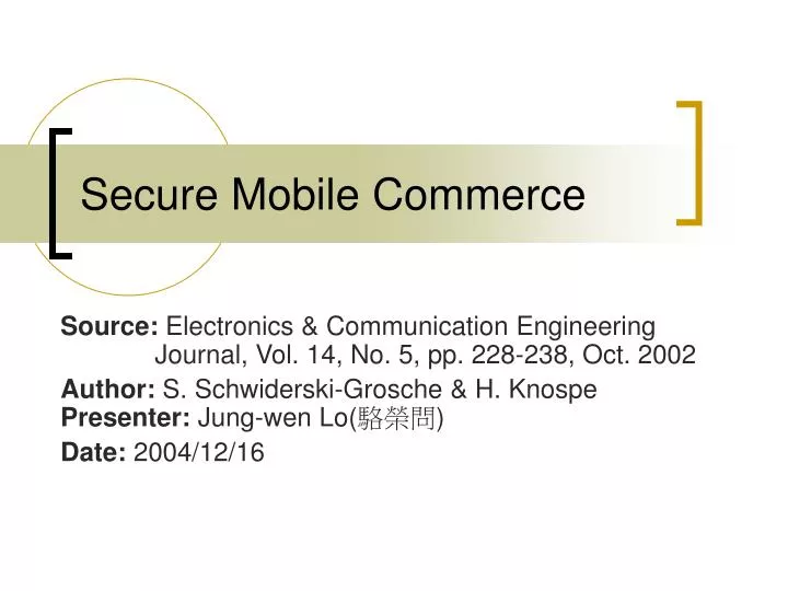 secure mobile commerce