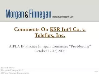 Comments On KSR Int’l Co. v. Teleflex, Inc.