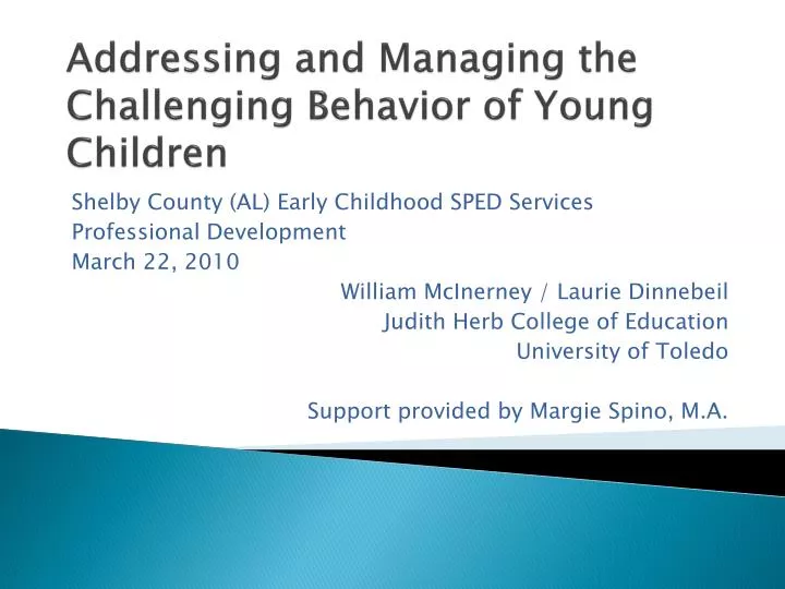 addressing and managing the challenging behavior of young children