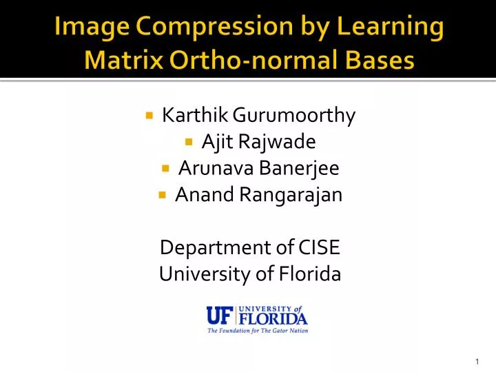 image compression by learning matrix ortho normal bases