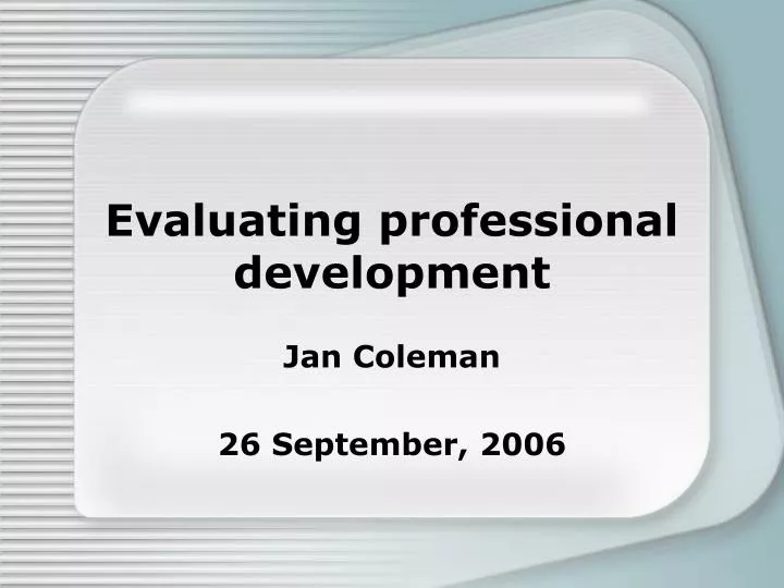 evaluating professional development