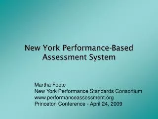 New York Performance-Based Assessment System