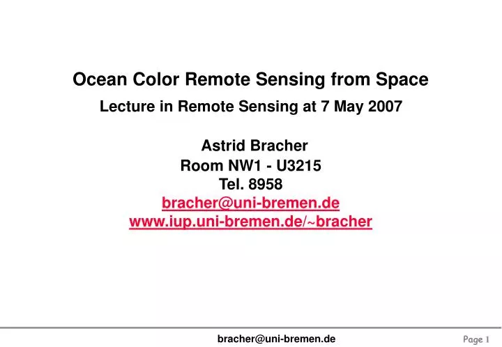 ocean color remote sensing from space