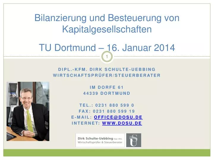 bilanzierung und besteuerung von kapitalgesellschaften tu dortmund 16 januar 2014