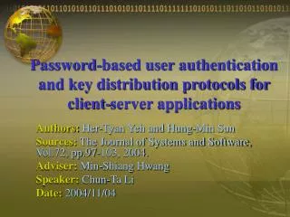 Password-based user authentication and key distribution protocols for client-server applications