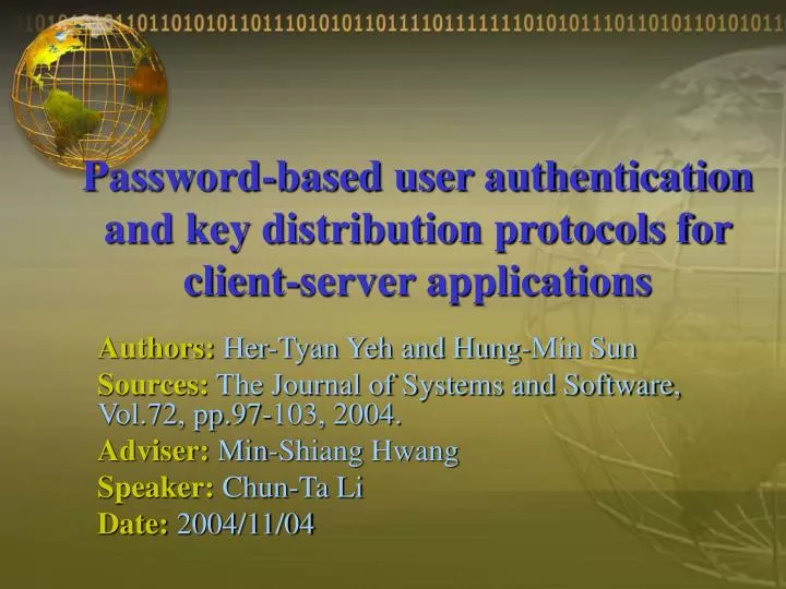 password based user authentication and key distribution protocols for client server applications