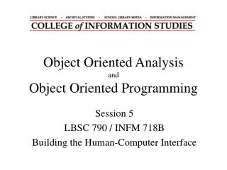 Object Oriented Analysis and Object Oriented Programming