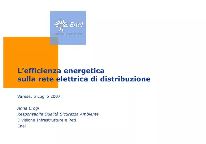 l efficienza energetica sulla rete elettrica di distribuzione