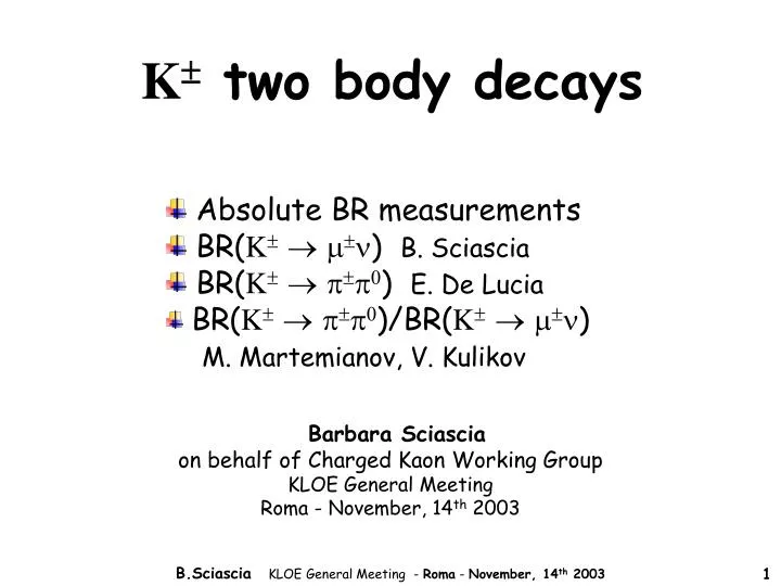 k two body decays