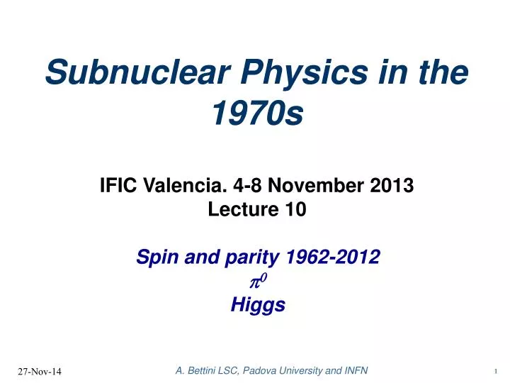 subnuclear physics in the 1970s