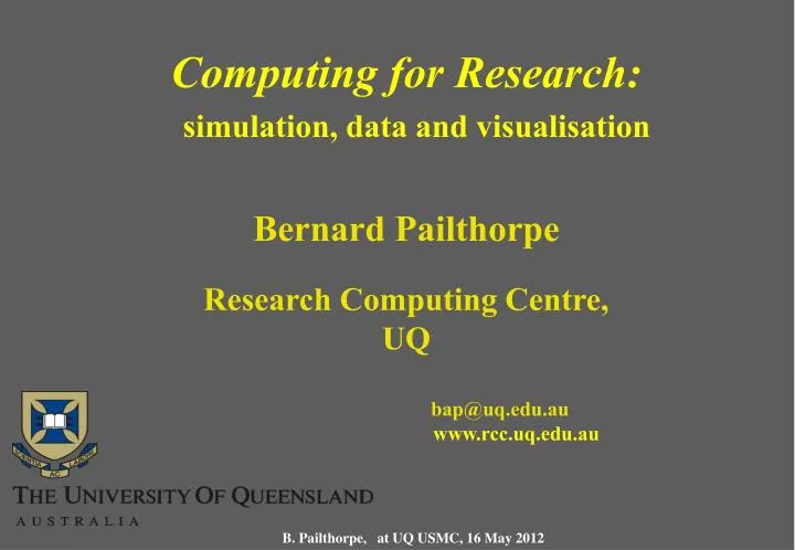 computing for research simulation data and visualisation