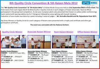 8th Quality Circle Convention &amp; 5th Kaizen Mela 2012