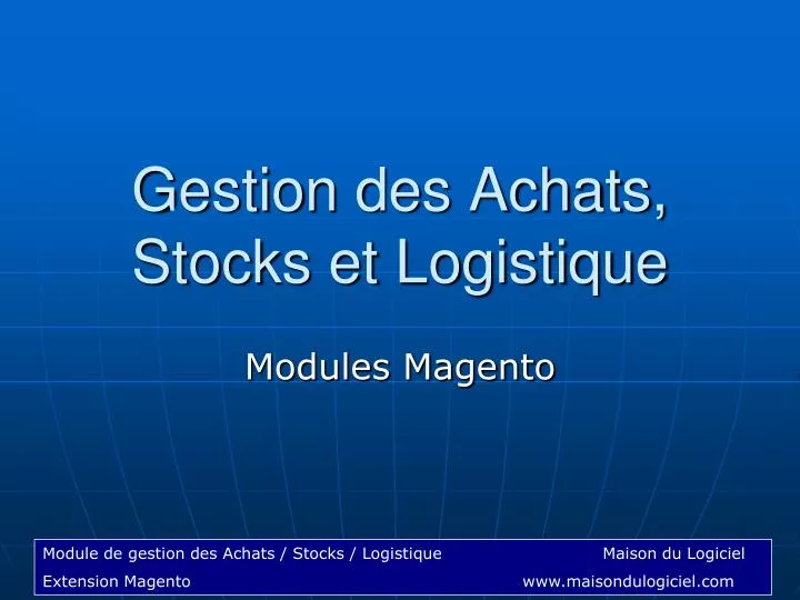 gestion des achats stocks et logistique