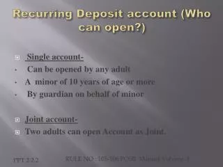 Recurring Deposit account (Who can open?)
