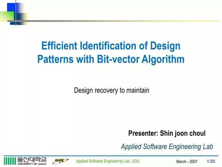 efficient identification of design patterns with bit vector algorithm
