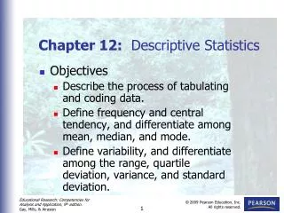 Chapter 12: Descriptive Statistics