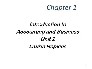 Introduction to Accounting and Business Unit 2 Laurie Hopkins