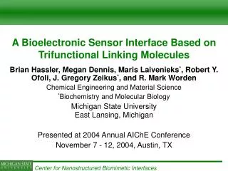 A Bioelectronic Sensor Interface Based on Trifunctional Linking Molecules