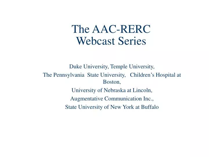 the aac rerc webcast series