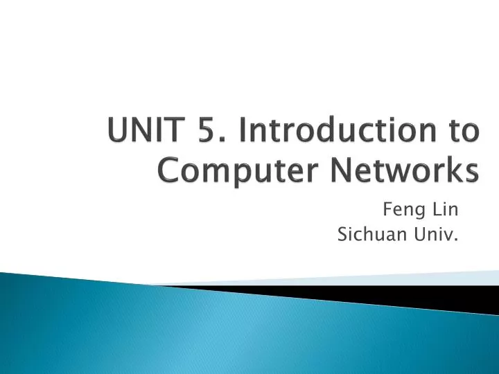 unit 5 introduction to computer networks