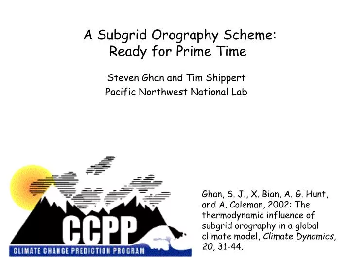a subgrid orography scheme ready for prime time