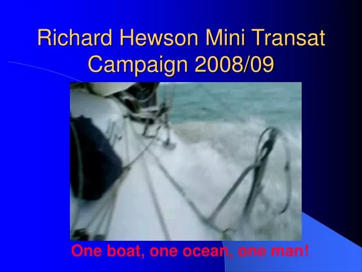 richard hewson mini transat campaign 2008 09