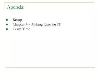 Agenda: