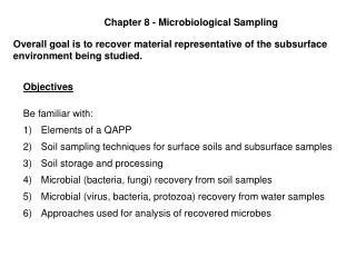 Chapter 8 - Microbiological Sampling