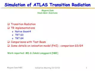 Simulation of ATLAS Transition Radiation