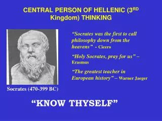 CENTRAL PERSON OF HELLENIC (3 RD Kingdom) THINKING
