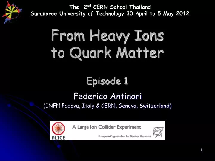 from heavy ions to quark matter episode 1