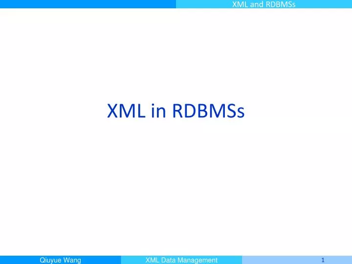xml in rdbmss