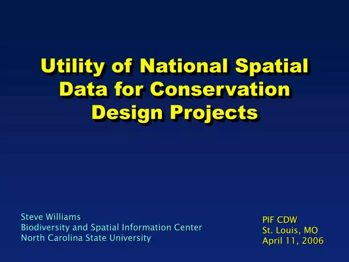 utility of national spatial data for conservation design projects