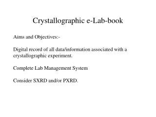 Crystallographic e-Lab-book