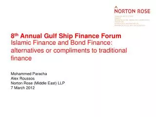 8 th Annual Gulf Ship Finance Forum