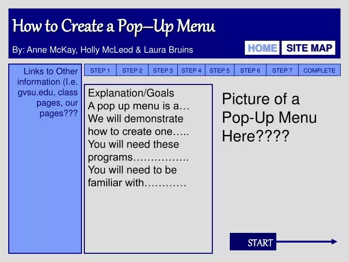 how to create a pop up menu