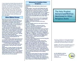 The Holy Prophet Muhammad(PBUH)as Mentioned in Other Religious Books