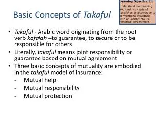 Basic Concepts of Takaful