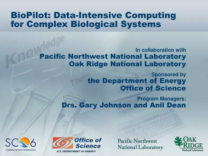biopilot data intensive computing for complex biological systems