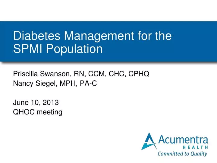 diabetes management for the spmi population
