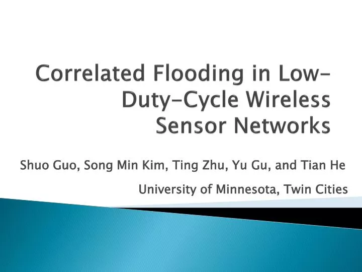 correlated flooding in low duty cycle wireless sensor networks