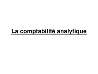 la comptabilit analytique